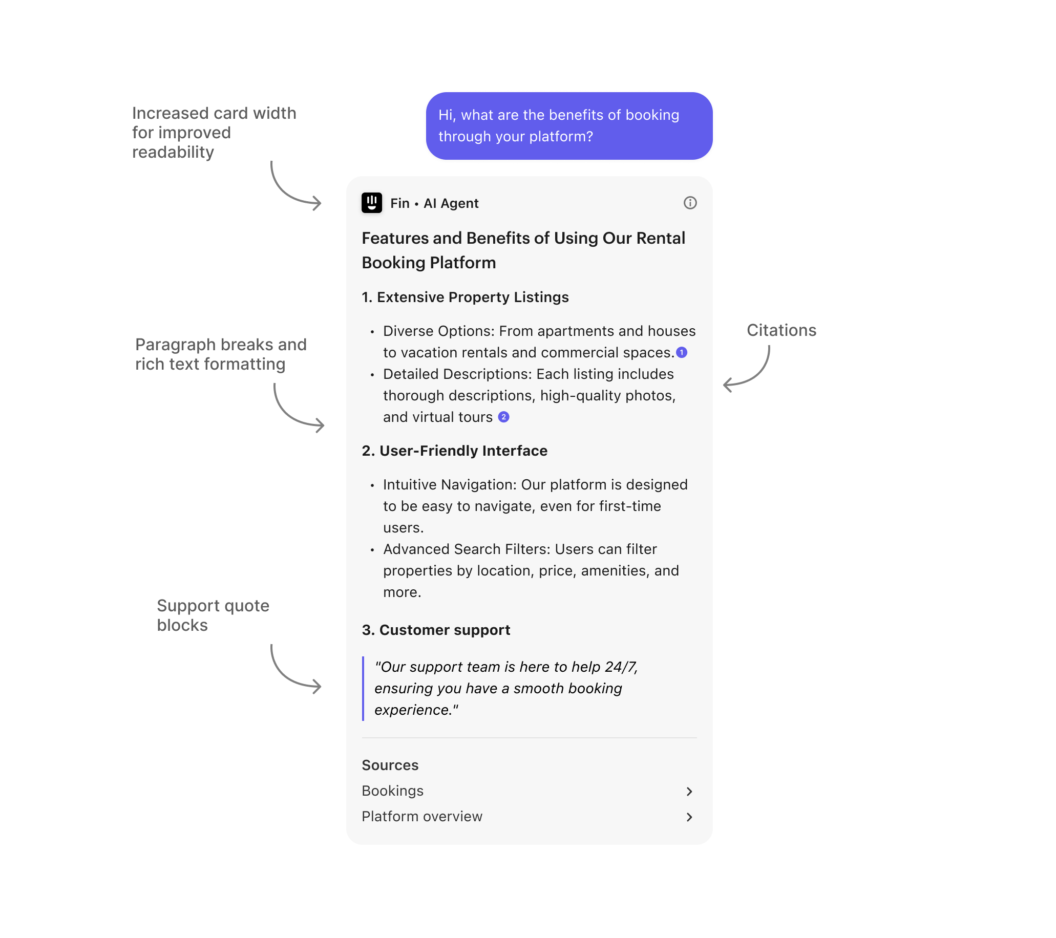 Answer cards formatting